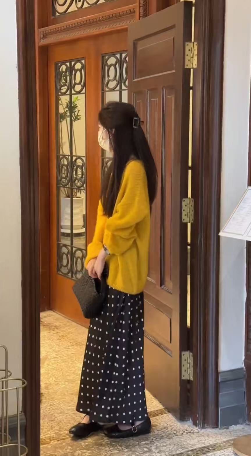 Korean Style Lazy Brightening Knit Sweater and Polka Dot Skirt Two-Piece Set - Image 4