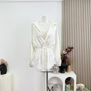 Women's Satin Shirt and Lace Camisole Two-Piece Set with Waist-Cinching Fit