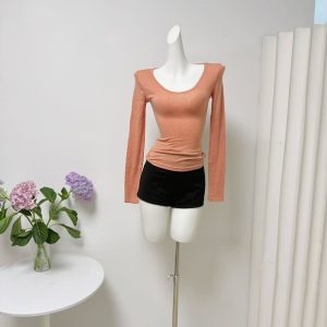 Custom Autumn Honey Words Large U-Neck Women's T-Shirt Versatile Pure Desire Top Tencel